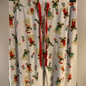 Tabitha Webb Sleepwear Adorable Christmas Pug Fleece Jogger Pajama Pants Small